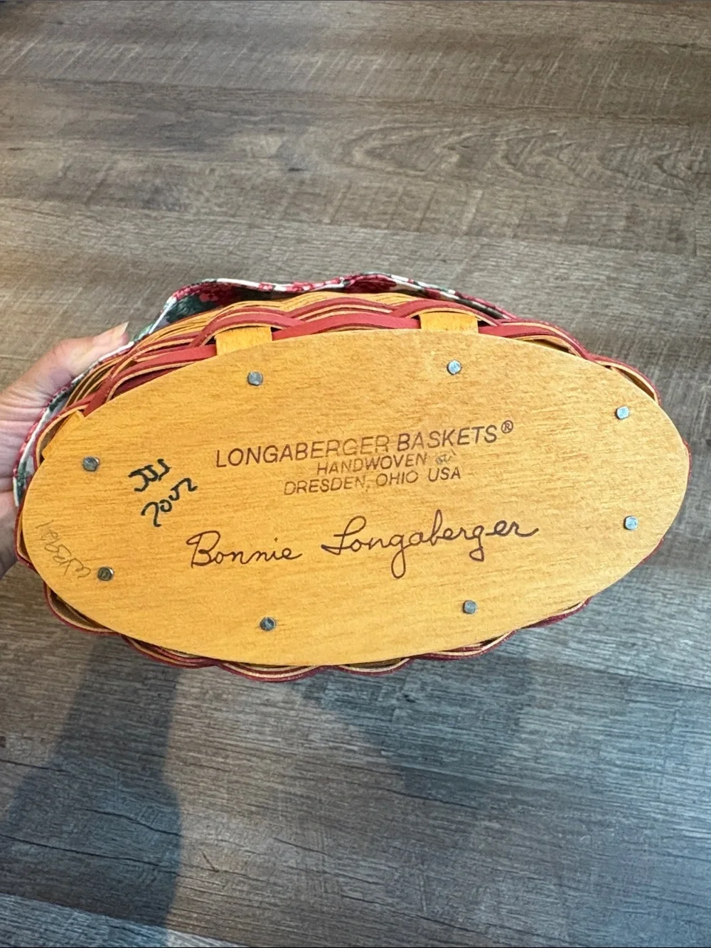 Longaberger 2002 Grandma Bonnie May Series Geranium Basket w/ Liner & Protector